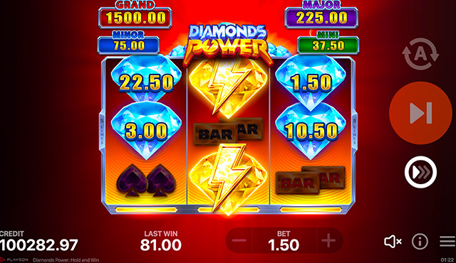 Diamonds Power:  Hold and Win